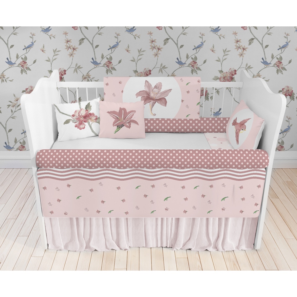 Kit de Berço Enxoval de Bebê Floral e Borboletas