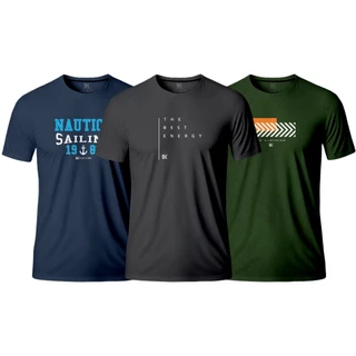 Kit 7 Camisetas Blusas Camisas Masculinas Multimarcas SK Clothing Malha 100% Algodão Fio 30.1