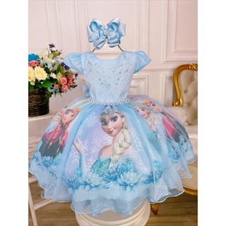 Vestido Elsa - frozen 1 - Super luxo serenity - Toda Encanto