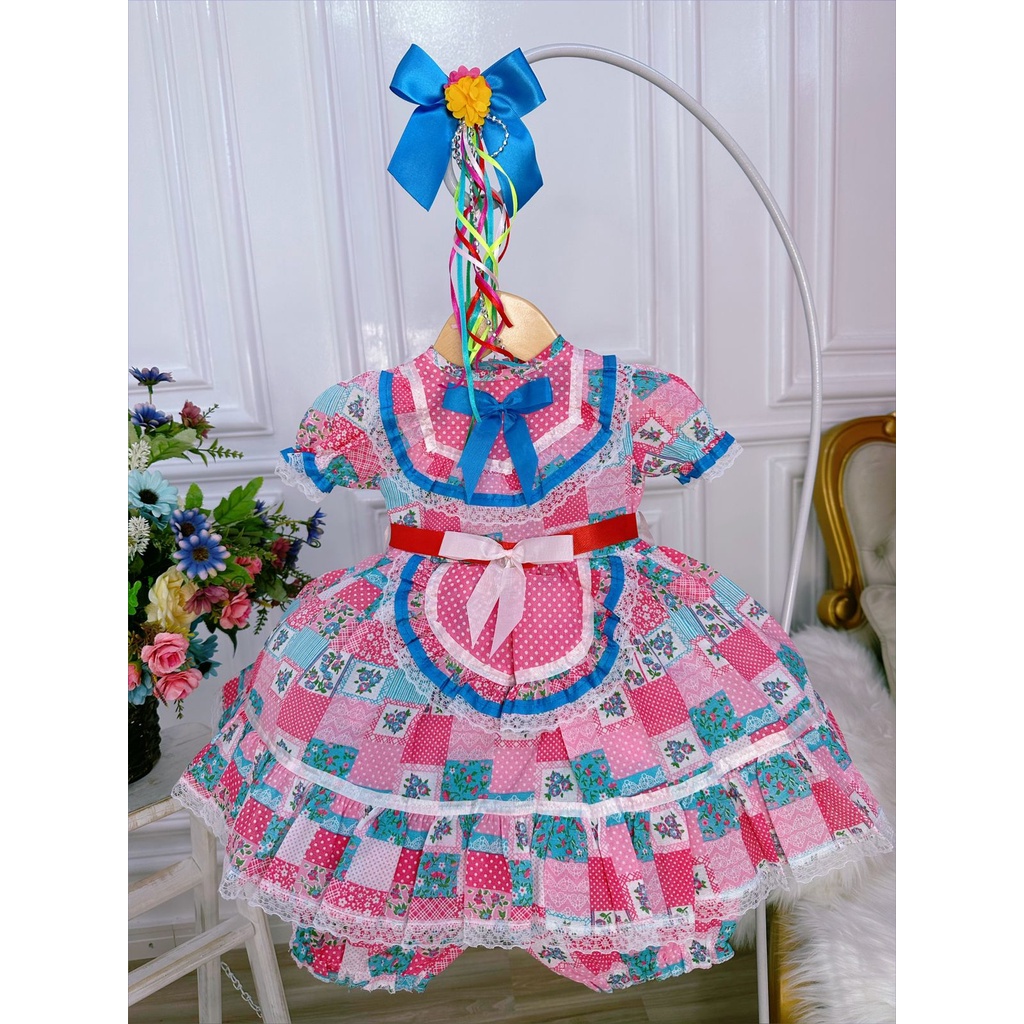 Conjunto Xadrez Festa Junina - Duda Baby Luxo