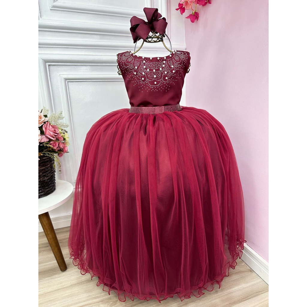 Vestido Infantil Vermelho Formatura Daminha Natal Princesa