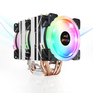 GMRGB 6 tubos de calor CPU Cooler 4 pinos PWM RGB PC silencioso Intel LGA 1700/1200/1150/1151/1155/1156/775/2011/E5/x79/x99/am4/am3/am2/fm1/fm2 3 ventiladores com controlador Resfriador de CPU a ar TDP150w GMF-603