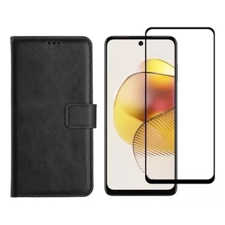 Capa Case Carteira Flip + Película Vidro 3d Para Xiaomi Redmi Note 9