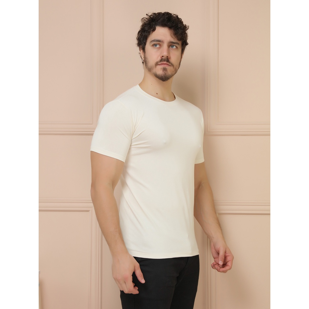 Camisetas Basicas Manga Curta Com Elastano Malha Visco Lycra(Malha Fria ...