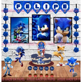 Enfeite Decorativo Grande de Mesa Festa Sonic 28x28cm - Ref 357010 Piffer -  CCS Decorações