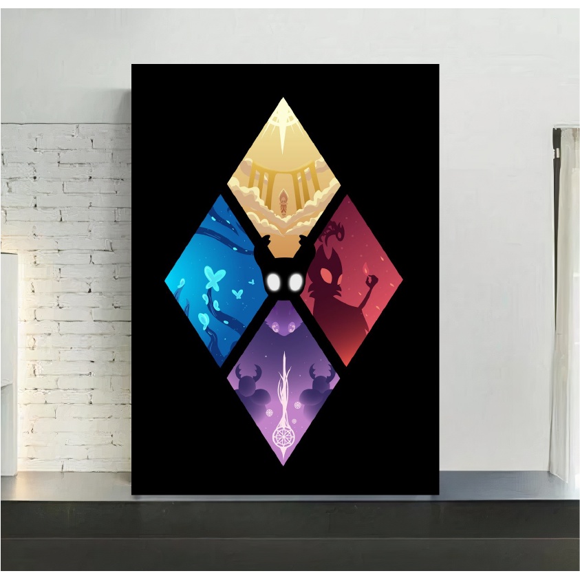 Quadro de mdf poster sem moldura, Mangá, Anime, Hollow Knight