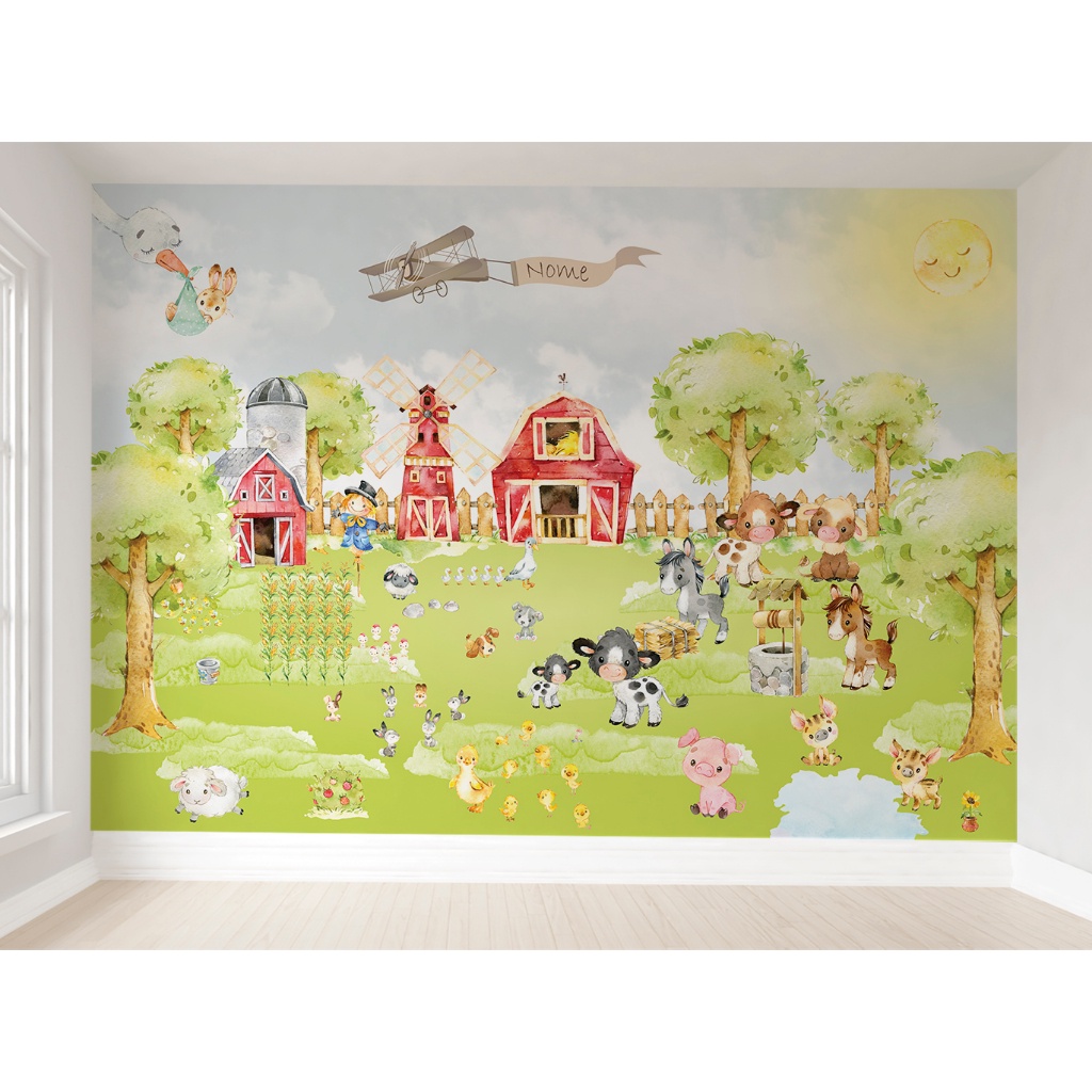 Papel de Parede Animais Kawaii Infantil 57x270cm