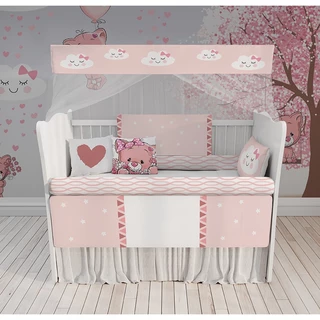 kit berço balão gatinha rosa para quarto de bebê Enxoval Completo KT58