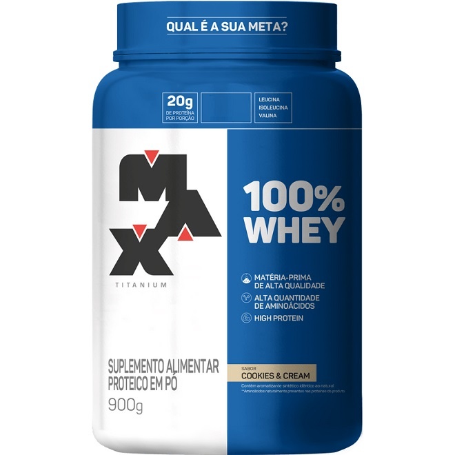 100% Whey (900g) – Max Titanium – Cookies and Cream