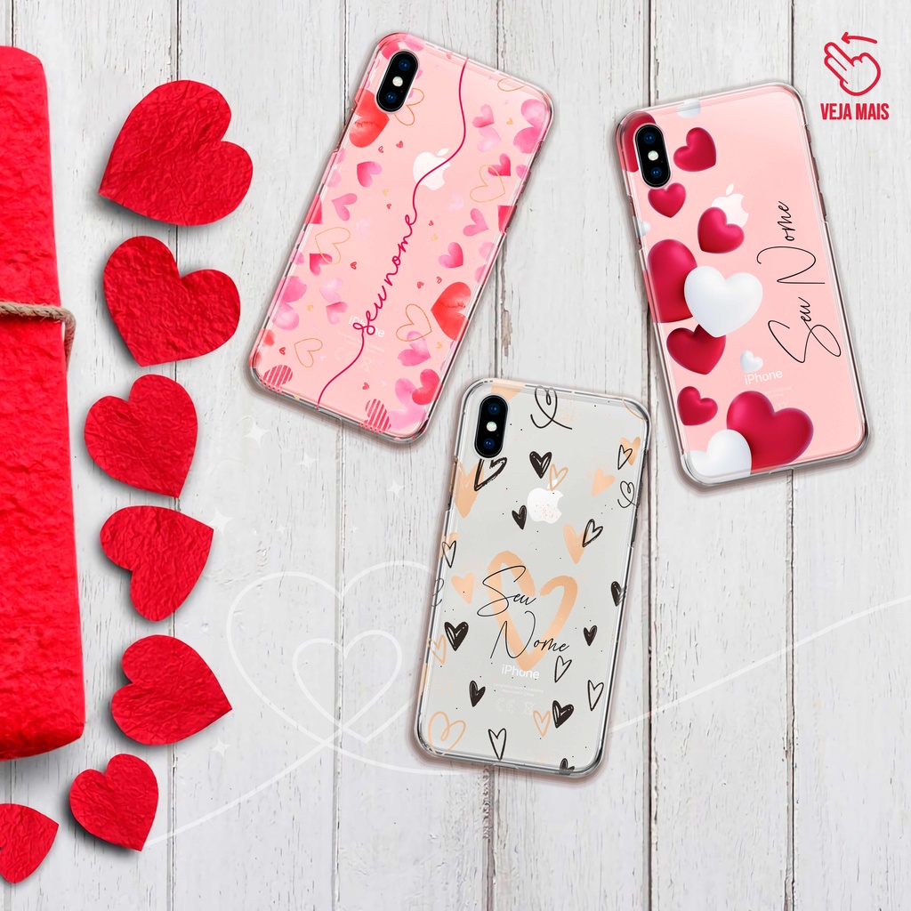 Capa Case Capinha - Moto E20 - Corações Personalizada