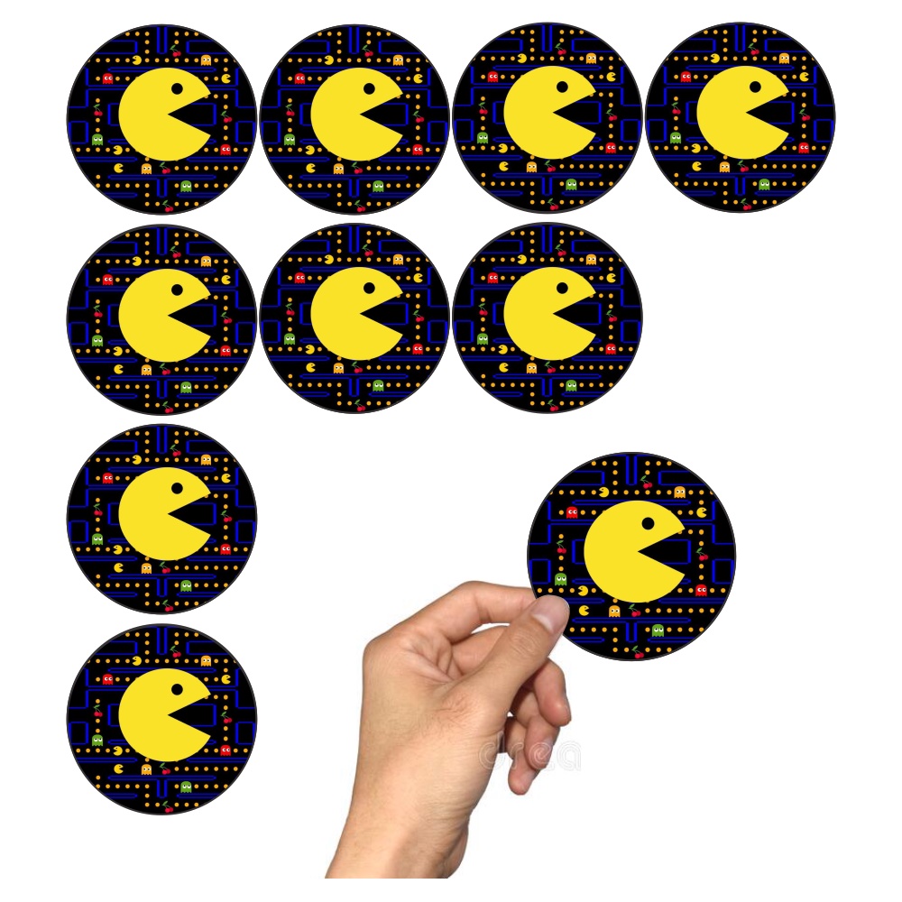 48 Adesivo Pac Man Festa Tags 4,5 Cm Lembrancinha Aniversario | Shopee ...