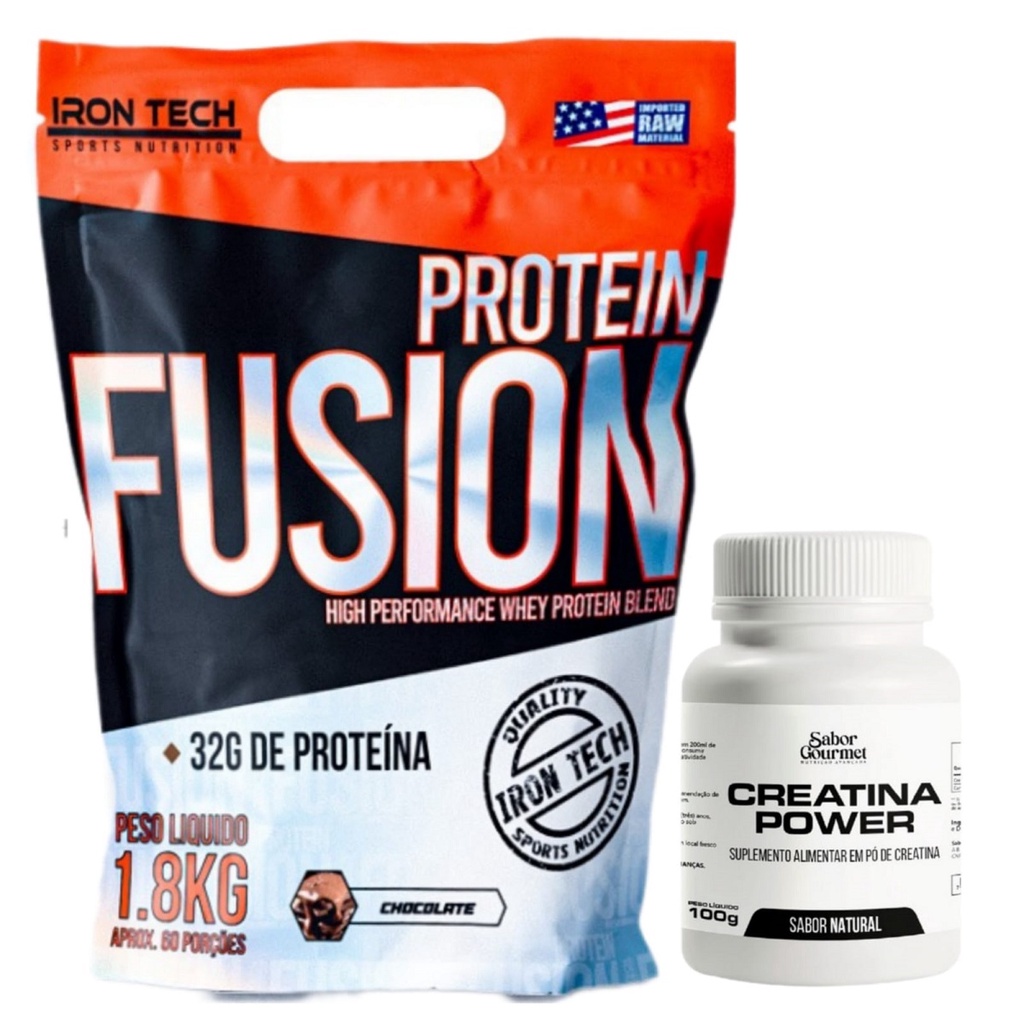 Whey Protein 1.8kg – 32g Proteína Zero Açúcar Glúten + Creatina Power 100g