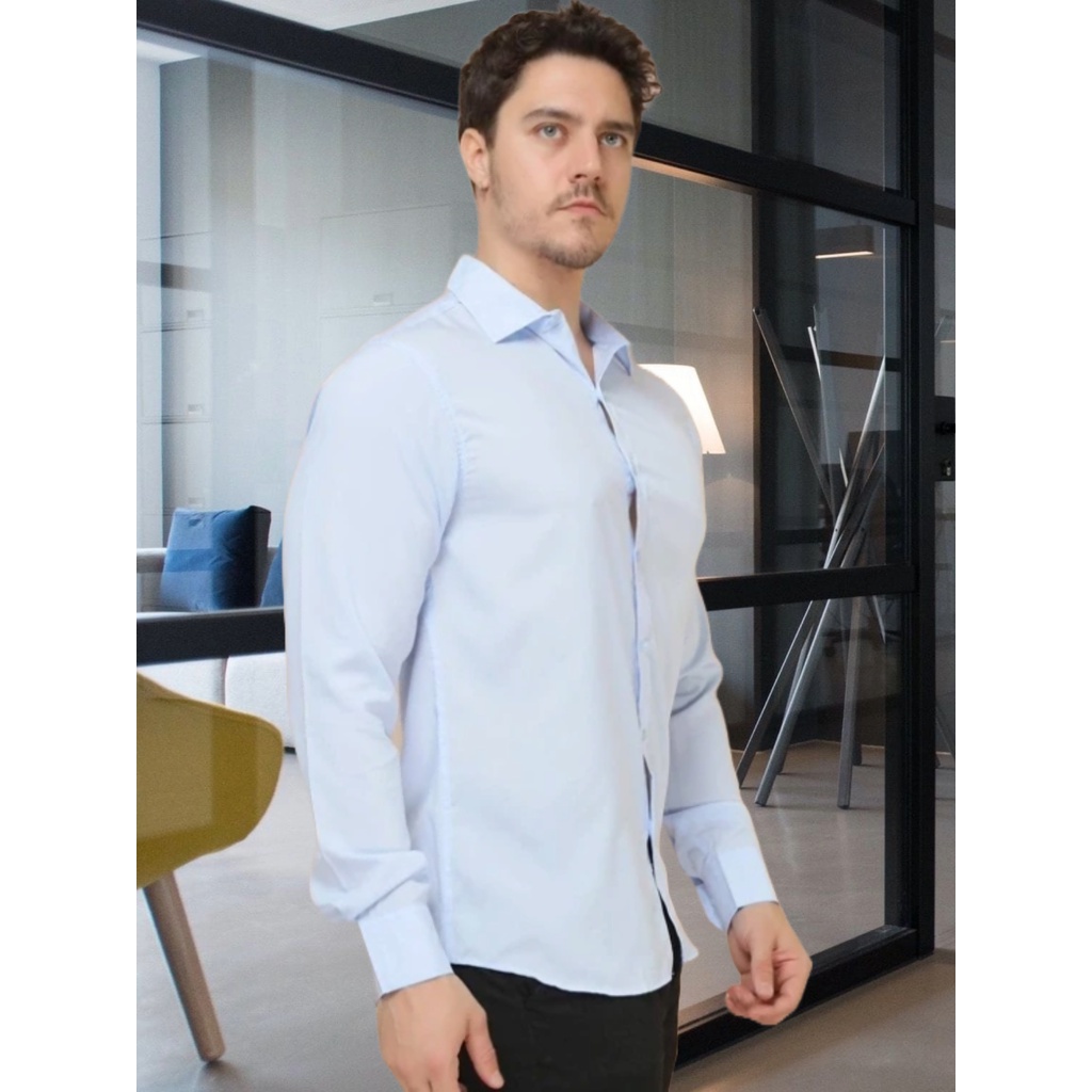 Camisa Social Masculina Manga Comprida Escritório casual Slim Fácil