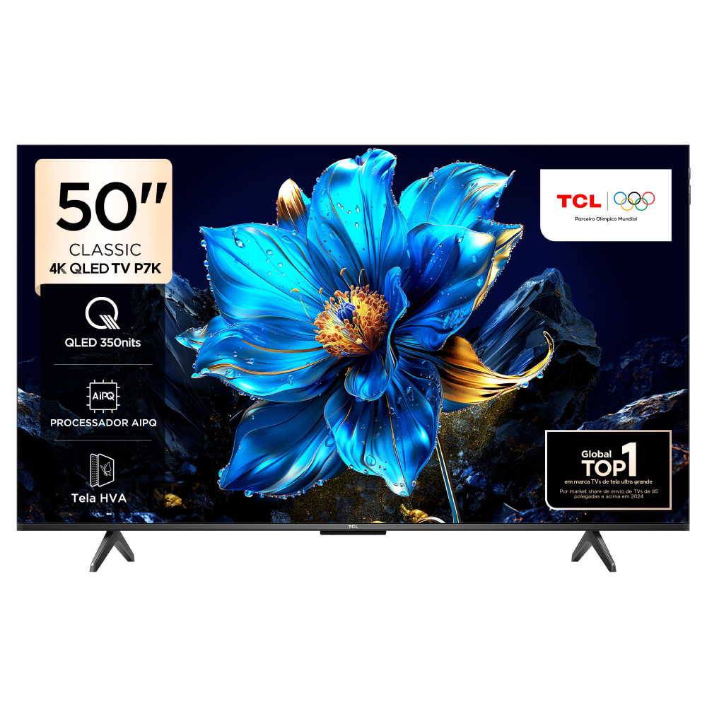 Smart TV TCL 50 Polegadas QLED 4K P7K WiFi Bluetooth Google TV HDR10 ...