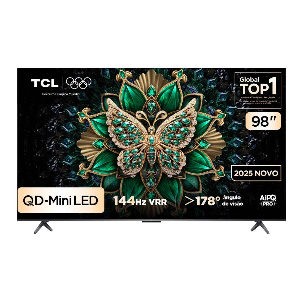Smart TV TCL 98 Polegadas QLED Mini LED Matte 4K C6K WiFi Bluetooth Google TV 144Hz VRR HDR10+ 98C6K