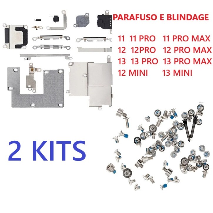 Kits Blindagem + Parafusos Completo Compatível 11 Pro 11 PRO MAX 12 12 PRO 12 PRO MAX 13 PRO 13 PRO MAX 12 MINI 13 MINI