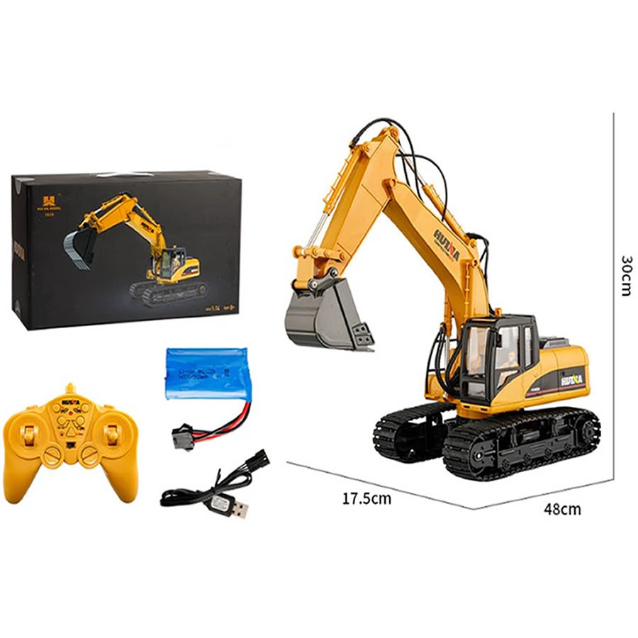 Trator Escavadeira de Controle 15ch 1/14 Peças Metal Die-cast