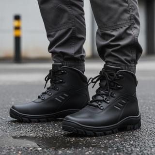 Bota Coturno Bombeiro Militar Masculino SF Outlet em Couro Preto