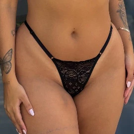 Kit 5 Calcinhas Feminina Fio Dental Sensual de Renda com Regulagem Lingerie Tanga Sexy