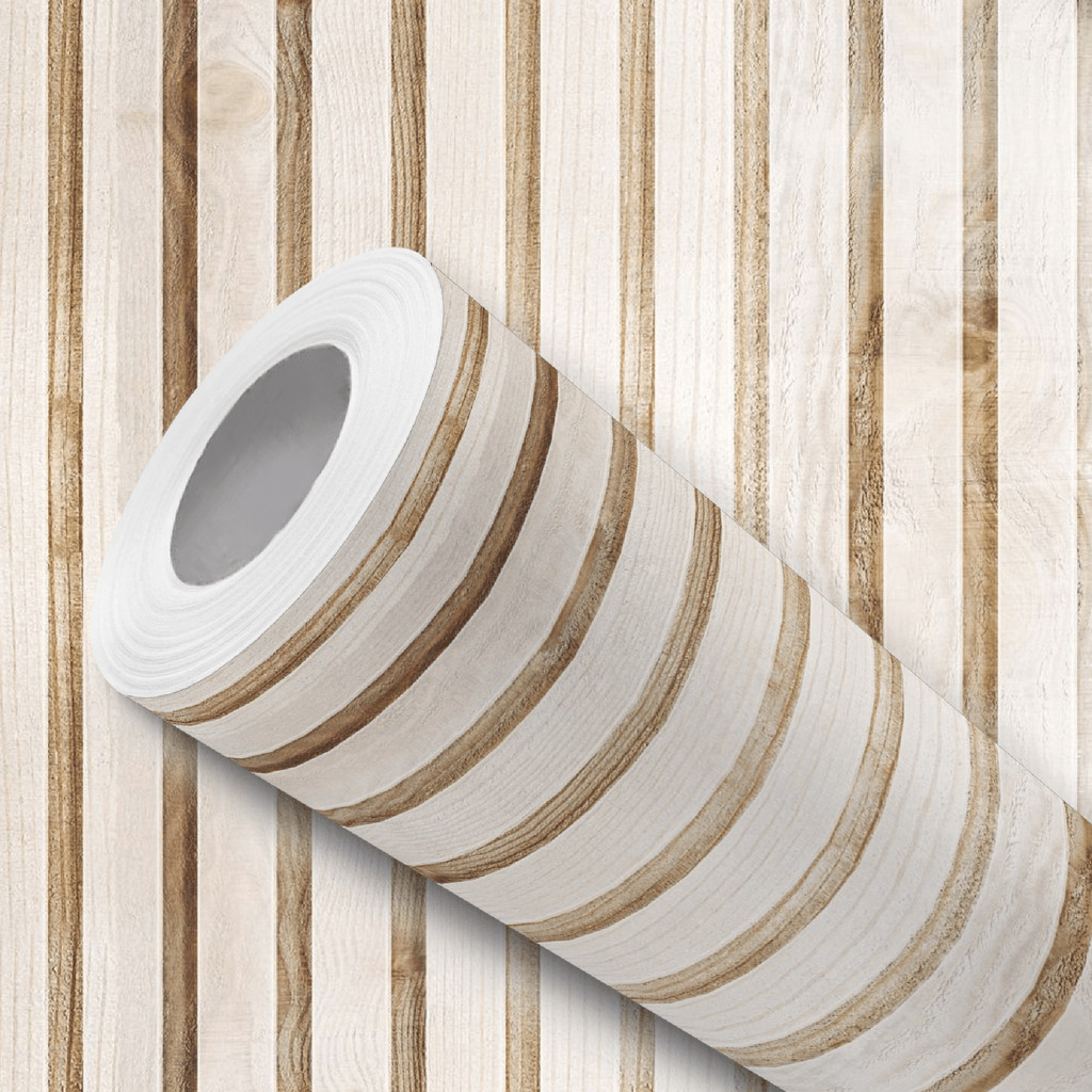 Papel de Parede Adesivo Efeito Ripado Madeira Clara Natural Fácil de ...