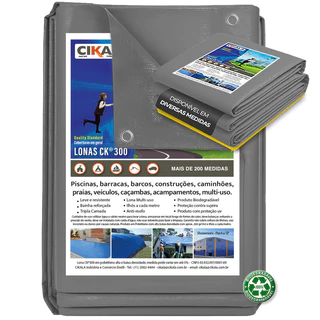 Lona CK300 6x5m Cinza Impermeável Resistente para Cobertura em Quintal, Jardim e Área Externa