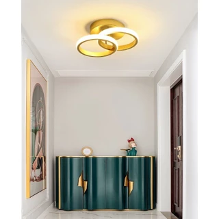 Luminária Plafon LED de Teto Dourada Moderna com 3 Cores de Luz Para Sala, Quarto, Hall e Ambientes Internos