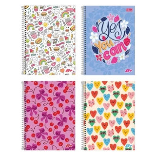 Caderno Espiral Tilibra Colegial - Capa Dura 01 Matéria D+ Feminino 96 Folhas - Embalagem com 4 Unidades em Oferta na Shopee