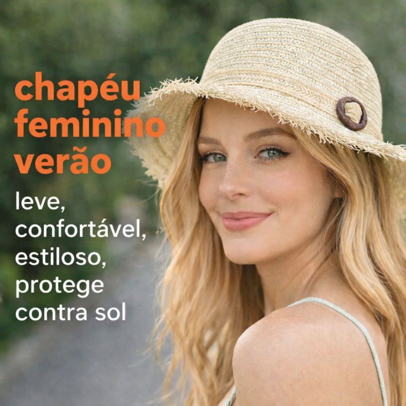Chapéu Feminina Praia Verão Palha Proteção Sol Aba Pequena | Shopee Brasil