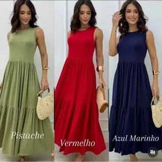 Vestido Longo Feminino 3 Marias Cavado Malha Versátil Inverno e Verão Casual Elegante 502 em Oferta na Shopee