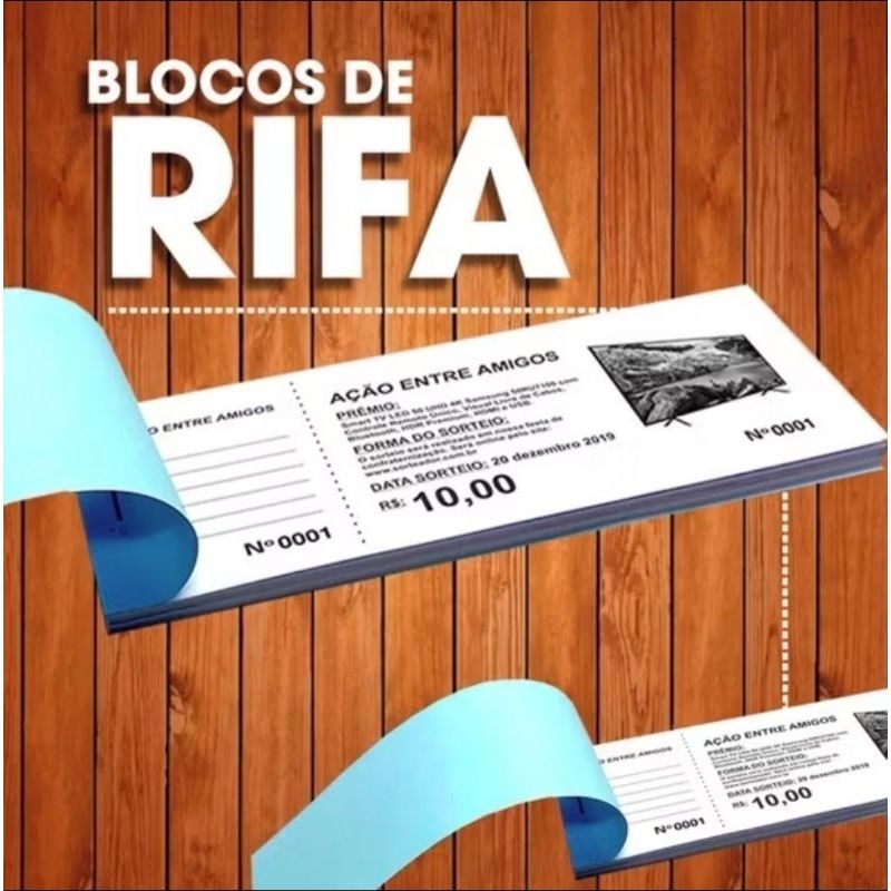 Bloco de rifa ação entre amigos impressão preto e branco, com canhoto ...