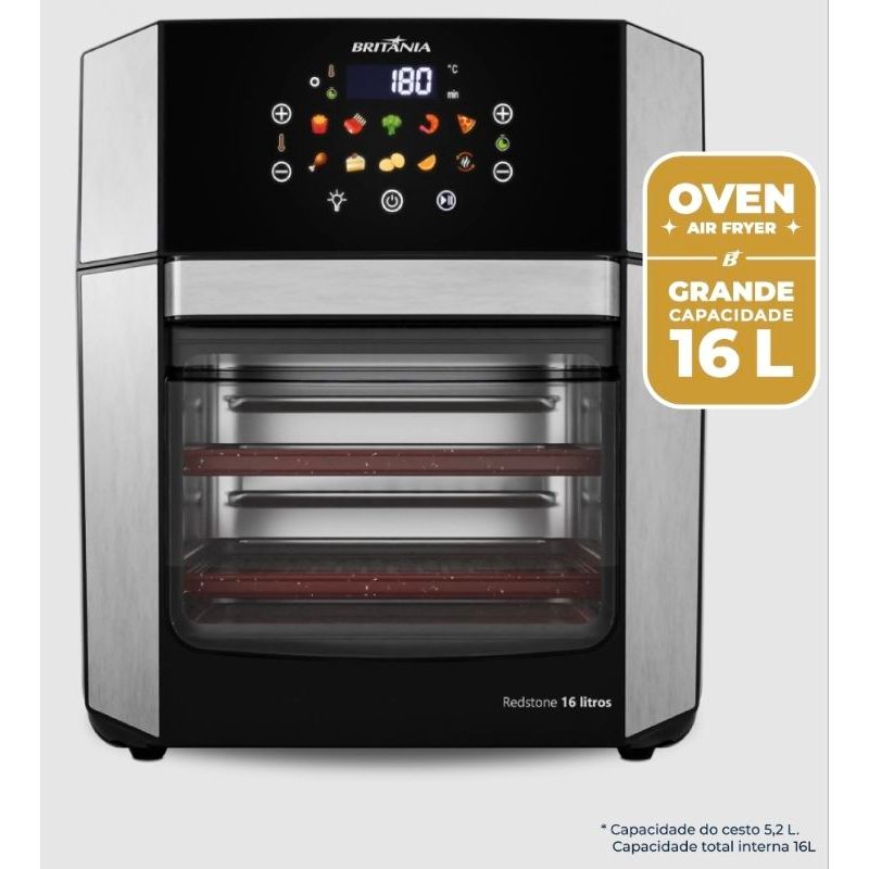 Fritadeira Elétrica Air Fryer Britânia Oven BAF16A 4 em 1 Sem Óleo com Tecnologia Air Flow 1900W - 16 litros 220V