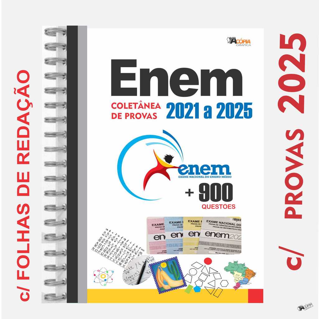 Apostila ENEM 2025 | 5 ANOS de Provas + Gabaritos + Fls de Redação ...