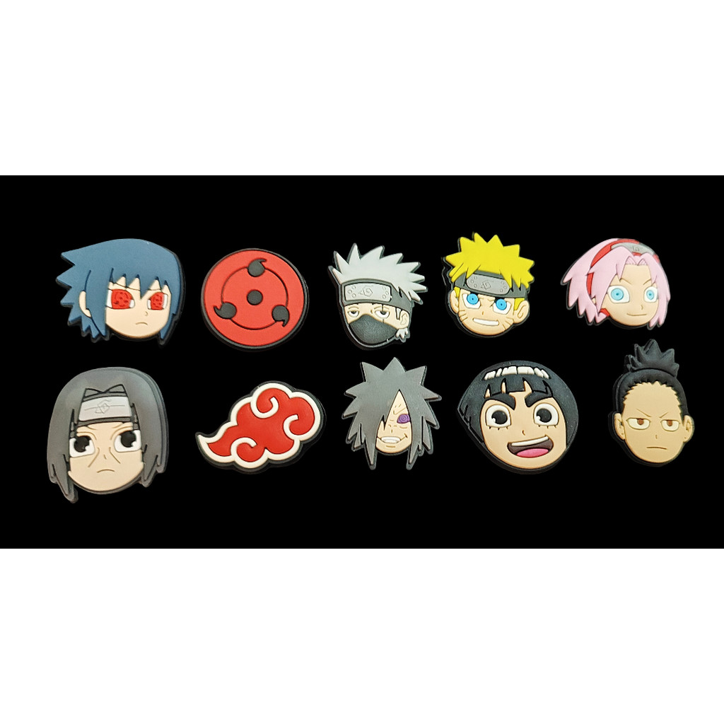 10 Pins/Bottons Emborrachados Para Babuche - Naruto anime