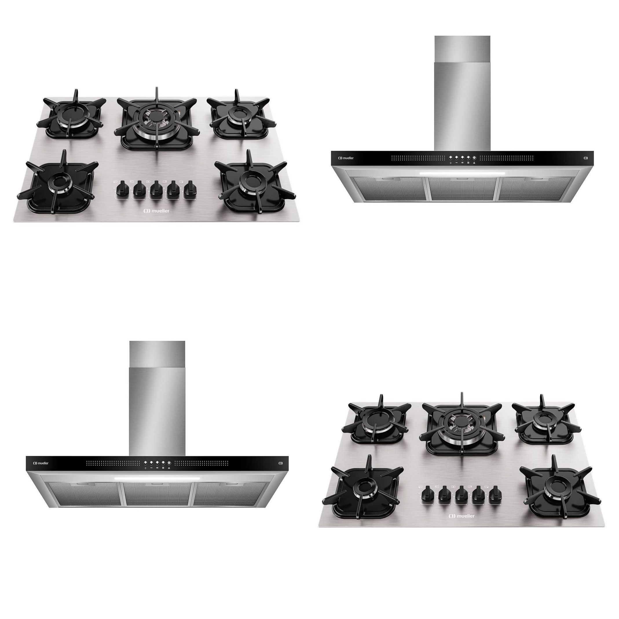 Kit Cozinha Mueller: Coifa De Parede Plana 90cm Inox + Cooktop 5 Bocas ...