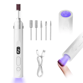 Máquina elétrica de broca de unhas recarregável usb portátil unhas gel polidor com lâmpada de secagem uv em Oferta na Shopee