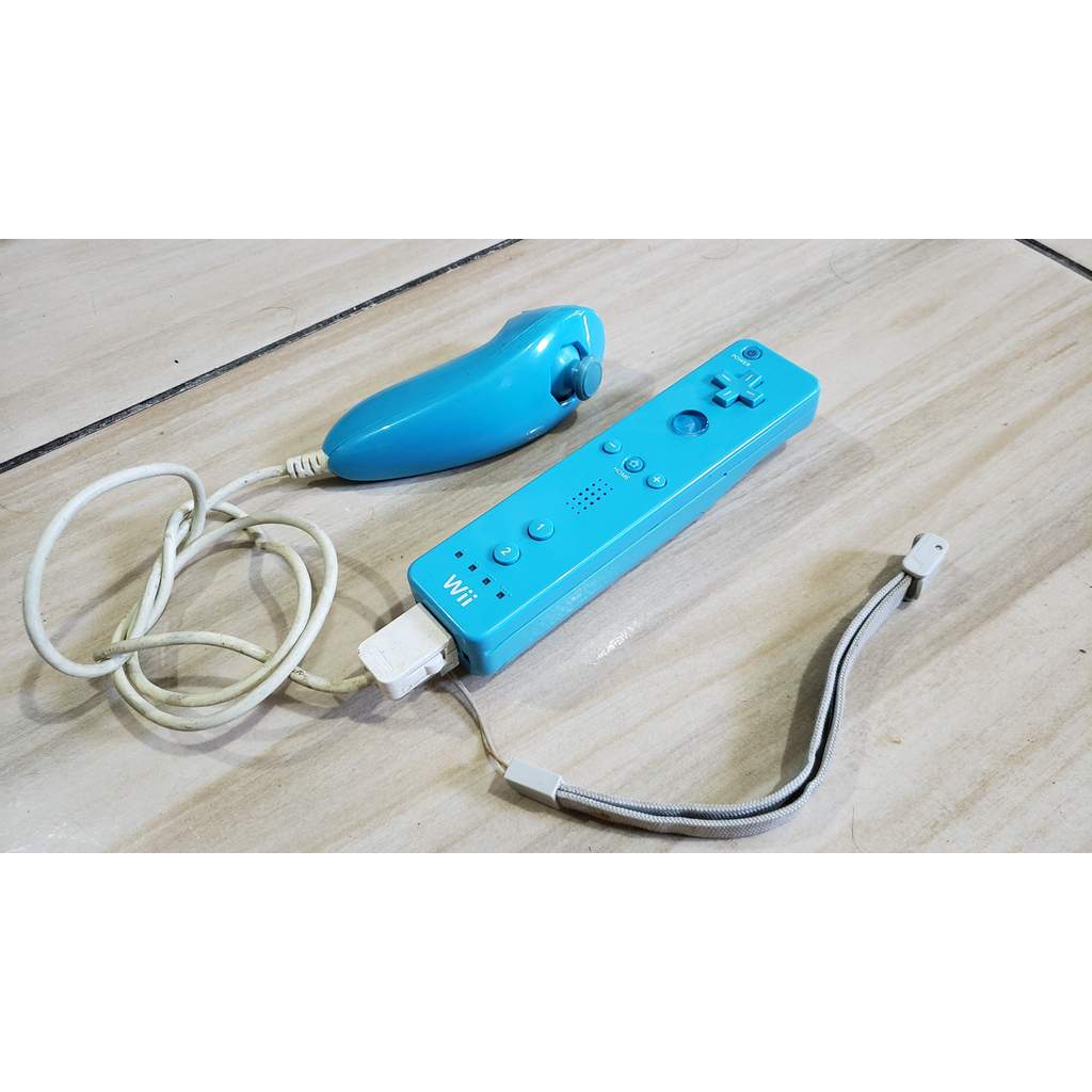 Remote + Nunchuk Azul Nintendo Wii Original. 100% J788 - Melhora o