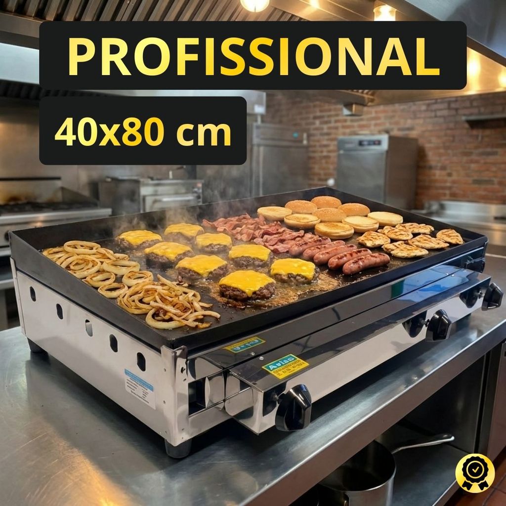 Chapa de Lanche a Gás Profissional para Hamburguer Queim Pot
