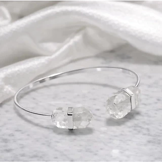 Pulseira Ponta De Cristal Natural Ajustável Pedra Energética