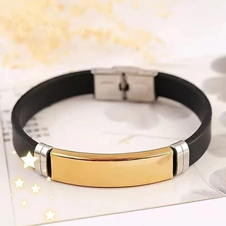Pulseira de couro clássica preta com fecho magnético de metal - Presente de aniversário masculino de moda.