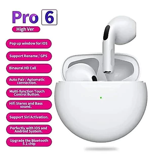 Pro 6 Fone De Ouvido Original TWS Sem Fio Bluetooth 5.3 Mini Com Caixa De Carregamento De Microfone