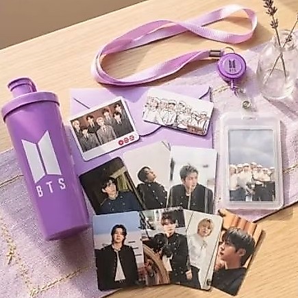 Kit ARMY BTS K-Pop Completo 💜 7 Cards + Adesivos + Holder com