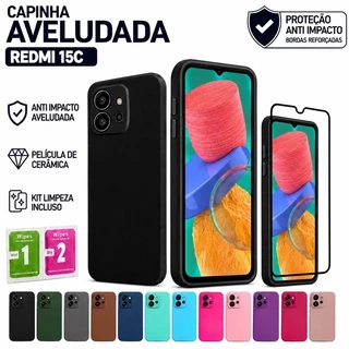 Capinha Capa Redmi 15C Anti Impacto Aveludada + Película de Cerâmica