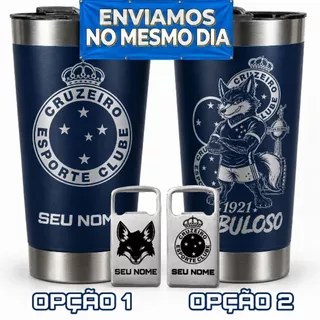 Copo Térmico 473ml Cruzeiro c/Abridor Personalizado