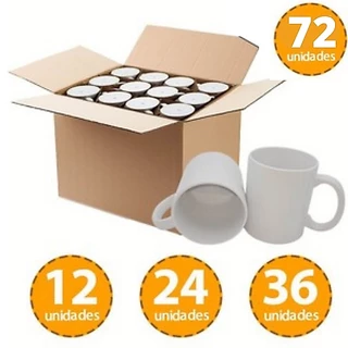 Caneca Branca Para Sublimação Caixa 24 Unidades Porcelana AAA FORTAL IMPORT