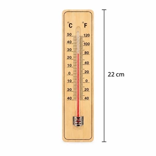 Termômetro de Ambiente Madeira 22cm Escala Celsius e Fahrenheit Parede