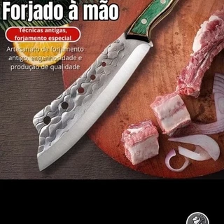 Faca Cutelo Luxo Full Tang para Pesca e Churrasco em Aço Inox