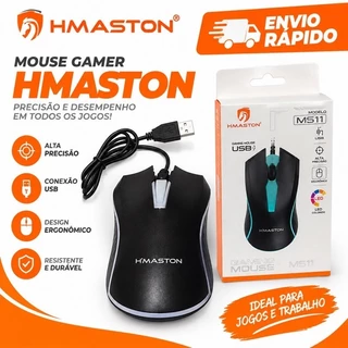 Mouse Gamer H’MASTON MS11 USB com LED Colorido Alta Precisão Design Ergonômico para PC Notebook Jogos e Trabalho RGB