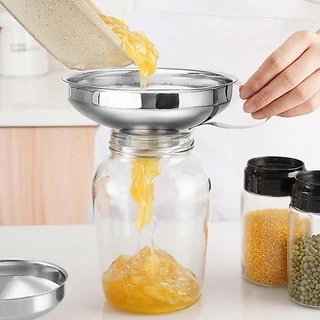 Funil De Aço Inoxidável De Boca Larga-Para Salada De Geléia Enlatados Com Alça Óleo Líquido Anti-Sobrefluxo Filtro De Cozinha