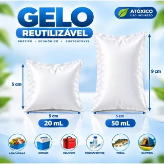 Gelo Reutilizável de 20 ou 50 ml. kit gelo artificial gelox flexível cooler Delivery bolsa termica
