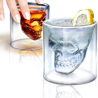 Kit De Copo Caveira Vidro Duplo 75ml 2 Peças Whisky Shot